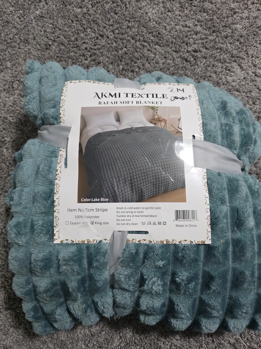 Lake Blue Plush Rafah Soft Blanket